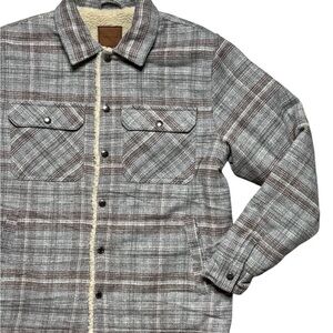 COTTON ON UNISEX GREY AND BROWN TEDDY LINED SHERPA FLANNEL SHACKET JACKET *NWT*